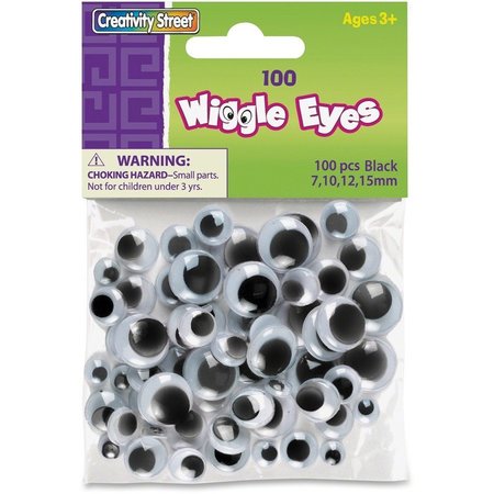 CREATIVITY STREET Wiggle Eyes, Assorted Sizes, 100/PK, Black PK PAC344602